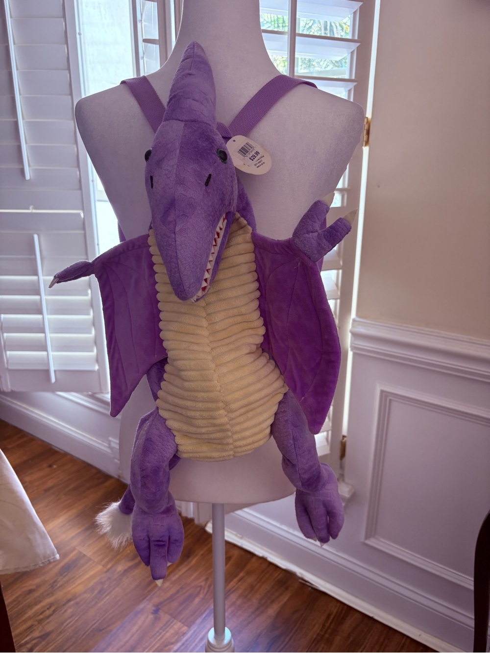 Purple Plush Dragon Backpack